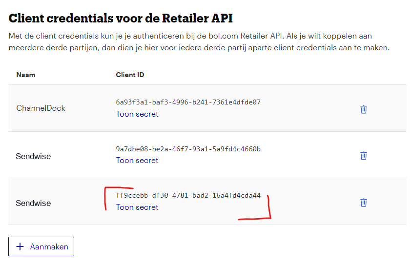 Bol.com Client ID en Client Secret