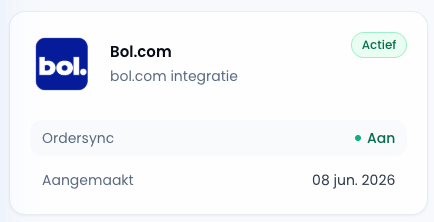 Bol.com koppeling actief in Sendwise