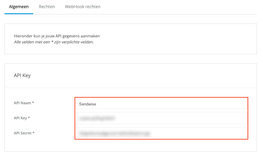 CCV Shop API key aanmaken voor Sendwise
