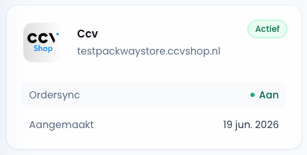 CCV Shop koppeling actief in Sendwise