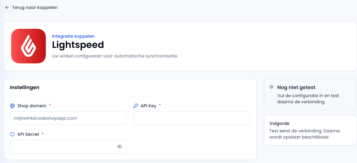 Lightspeed koppeling configureren in Sendwise