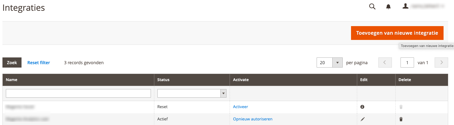 Nieuwe Magento integratie toevoegen