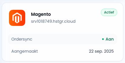 Magento koppeling actief in Sendwise