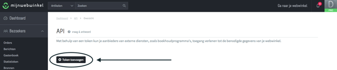 Token toevoegen in Mijnwebwinkel