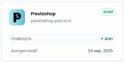 PrestaShop koppeling actief in Sendwise